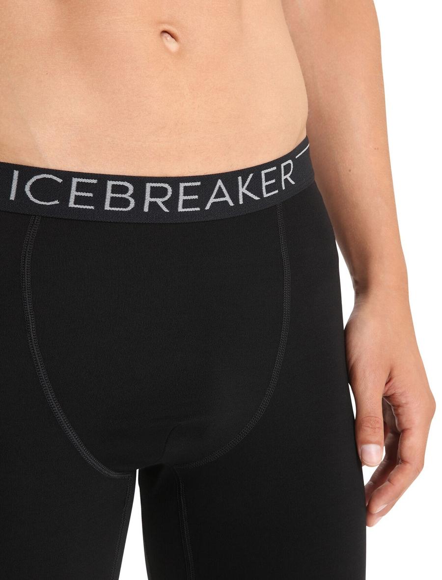 Black Icebreaker 15.5 Merino Thermal Leggings Men's Base Layers | AU 1354FDNM